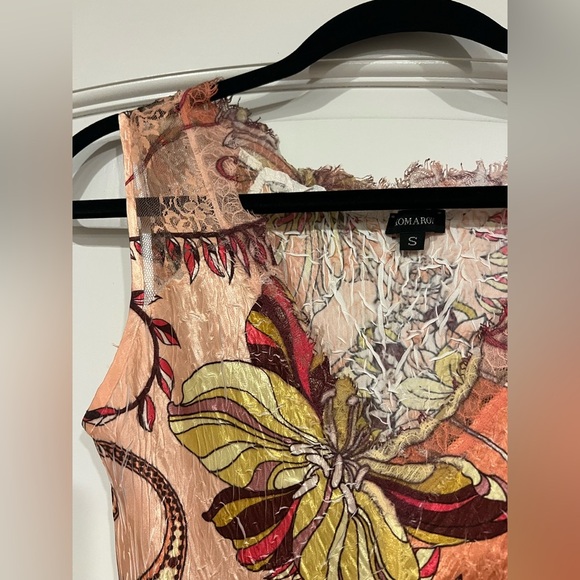 NWOT Komarov Lace Crinkle Dress Small Pink Orange - Picture 3 of 6